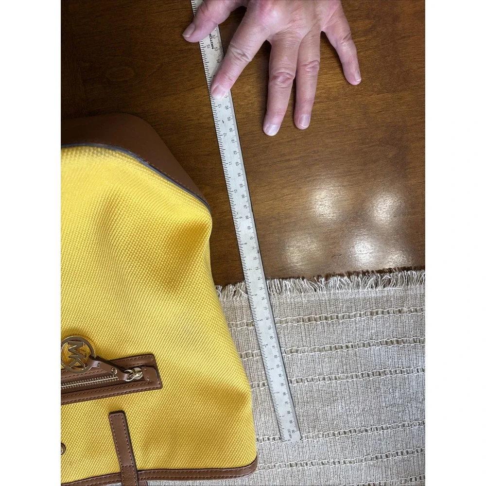 Michael Kors Jetset Bright Yellow Canvas With‎ Brown Trim